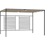 Tonnelle et pergola de jardin, belvdre barnum avec auvent rtractable 3x4x2, 3 m taupe 180 g, m owv40560 ...