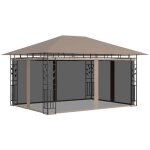 Design in - tonnelle, pergola de jardin, belv�d�re avec moustiquaire 4x3x2, 73 m taupe 180 g / m� cfw54780 ...