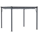 Tonnelle et pergola - toit coulissant aluminium - jardin et terrasse - gris charbon fonc� - 257x250x223cm ...
