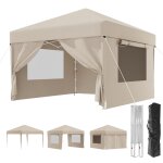 Tonnelle pliante 3x3m avec protection insectes & ventilation?stores + fen�tres a�r�es?montage express ...