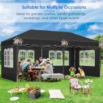 Tonnelle pliante 3x6m imperm�able, tonnelle de jardin, tente de reception avec 6 panneaux lat�raux, 420d ...