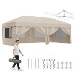 Tonnelle pliante 3x6m avec protection insectes & ventilation?stores + fen�tres a�r�es?montage express ...