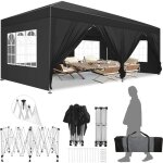 Tonnelle pliante de jardin 3x6m impermable anti - uv rglable, barnum pliant renforc de 6 parois, avec ...