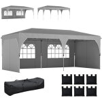 Tonnelle pliante - outsunny - 3 x 6 m - r�glable en hauteur imperm�able protection uv50 + - montage facile ...