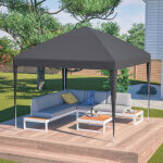 Tonnelle pliante pop - up 3x3 m noire, hauteur r�glable, toile 210d imperm�able anti - uv, avec 4 sacs ...