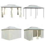 Vidaxl - tonnelle avec rideaux 4 x 3 m blanc - chapiteau - abri extrieur - tonnelle - gazebo - structure ...