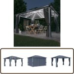 Vidaxl - tonnelle avec rideau et lumires led 4x3 m anthracite aluminium - abri de jardin - tonnelle ...