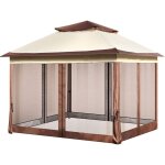 Tonnelle de terrasse mophorn, tonnelle escamotable de 11 x 11 pi pour 8  10 personnes, avec moustiquaire, ...