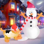 110cm bonhomme de neige gonflable de nol de avec lumires led rotatives, decoration noel exterieur gonflable, ...