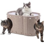 Tonysa lit en feutre pour chat avec espace suppl�mentaire, cage et espace de couchage r�sistants au froid ...