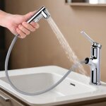 Tonysa robinet de lavabo avec douchette, mitigeur pour eau chaude et froide, robinet multifonction avec ...