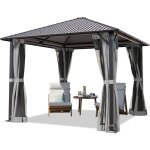 Toolport - tonnelle de jardin 3x3 m avec toit en acier - hardtop pavillon avec 4 parois latérales et ... Toolport - tonnelle de jardin 3x3 m avec toit en acier - hardtop pavillon avec 4 parois latérales et ...