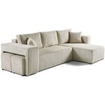 Bestmobilier - topaze - canap d'angle rversible 4 places - convertible avec coffre, tablette et poufs ...