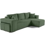 Bestmobilier - topaze - canap d'angle rversible 4 places - convertible avec coffre, tablette et poufs ...