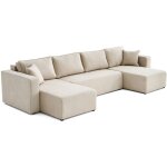 Bestmobilier - topaze - canap� panoramique - 7 places - convertible avec coffre - en tissu