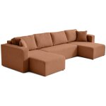 Bestmobilier - topaze - canap� panoramique en u - 7 places - convertible avec coffre - en tissu bouclette ...