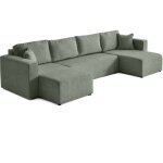 Topaze - canap� panoramique en u - 7 places - convertible avec coffre - en tissu velours relief