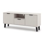 Topeshop - sonia - meuble tv moderne avec fa�ade rainur�e - 2 portes, 1 tiroir - beige cachemire