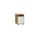 Topkit - classeur jarama 9003 classeur de bureau avec 3 tiroirs, serrure et roulettes. couleur chne ...