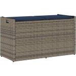 Torana - banc de rangement ext�rieur coussin gris 100 cm r�sine tress�e