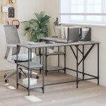 Torana - bureau gris 139x139x75 cm bois d'ingnierie