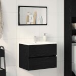 Torana - meuble sous lavabo avec tiroir ch�ne noir 60 x 38. 5 x 45 cm