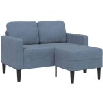 Torana - canap� 2 places avec m�ridienne en l bleu 125 cm lin