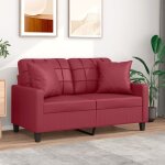 Torana - canap 2 places avec oreillers bordeaux 120 cm similicuir