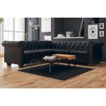 Torana - canapé d'angle chesterfield 5 places cuir synthétique noir Torana - canapé d'angle chesterfield 5 places cuir synthétique noir