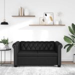 Torana - canap� chesterfield � 2 places cuir synth�tique noir