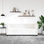 Torana - canapé chesterfield à 3 places cuir synthétique blanc Torana - canapé chesterfield à 3 places cuir synthétique blanc