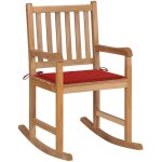 Torana - chaise à bascule avec coussin rouge bois de teck solide Torana - chaise à bascule avec coussin rouge bois de teck solide