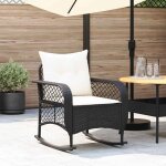 Torana - chaise � bascule de avec coussins noir r�sine tress�e