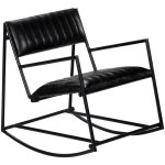 Torana - chaise  bascule noir cuir vritable