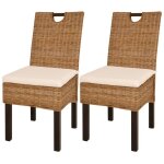 Torana - chaises  manger lot de 2 rotin kubu bois de manguier