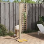 Douche d'extrieur beige 50x55x224cm rsine tresse bois acacia
