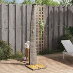 Torana - douche d'extrieur gris 55x60x224 cm rsine tresse bois acacia