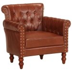 Torana - fauteuil marron cuir de chvre vritable