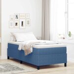 Torana - lit  ressorts bleu 90 x 200 cm tissu en velours ctel