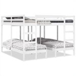 Torana - lit superpos triple blanc 200x200 / 80x200 cm bois de pin massif