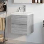 Meuble lavabo avec bassin intgr gris bois d'ingnierie