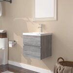 Meuble lavabo avec bassin intgr gris bois d'ingnierie