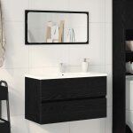 Torana - meuble sous lavabo avec tiroir ch�ne noir 80 x 38. 5 x 45 cm