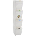 Torana - poubelles � ordures empilables 4 pcs blanc 100 l polypropyl�ne