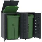 Torana - rangement  roulettes pour poubelles pour 2 bacs anthracite