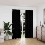 Torana - rideaux occultants avec crochets 2 pcs velours noir 140x225 cm