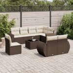 Torana - salon de jardin avec coussins 9 pcs marron r�sine tress�e