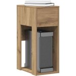Torana - support de tour d'ordinateur tiroir chne artisanal 30x44x74 cm