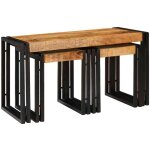 Torana - table gigogne 3 pcs bois de mangue solide rugueux et un m�tal