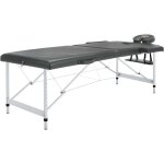 Torana - table de massage 2 zones cadre en aluminium anthracite 186x68cm